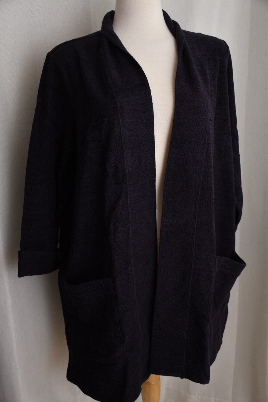 Lands End True Navy Blue Sweater Cardigan Top With Pockets Size 2X